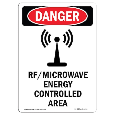 OSHA Danger Sign, RFMicrowave Energy, 10in X 7in Aluminum
